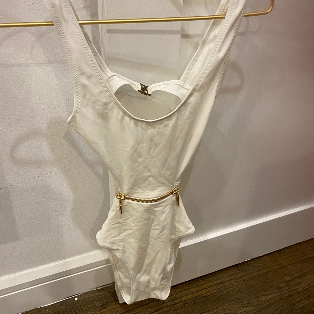 Oye White Women’s Swimsuit w/ Gold Hardware